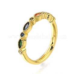 Adjustable Brass Micro Pave Cubic Zirconia Finger Rings for Women&nbsp;RJEW-H247-15G