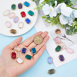 24Pcs 12 Colors Alloy Faceted Glass Connector Charms&nbsp;FIND-FI0001-08A