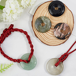 5Pcs 5 Styles Natural Green Aventurine & Rhodonite & Labradorite & Obsidian & Agate Pendants&nbsp;G-SP0001-38
