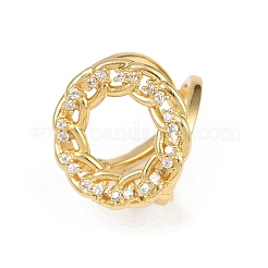 Brass Micro Pave Cubic Zirconia Cuff Rings for Women&nbsp;RJEW-F186-04G