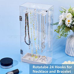 Rotatable Acrylic Necklace Hanging Organizer Storage Boxes&nbsp;ODIS-WH0079-025