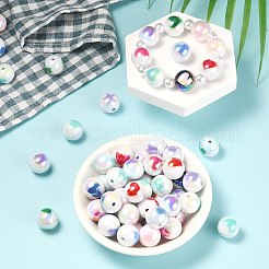 100Pcs Two Tone UV Plating Opaque Acrylic Beads&nbsp;OACR-CJ0001-34
