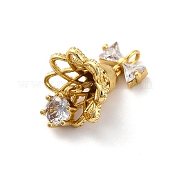 Rack Plating Brass with Cubic Zirconia Pendants&nbsp;KK-Q010-08G