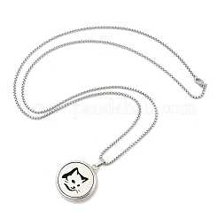 316 Surgical Stainless Steel Aromatherapy Diffuser Perfume Hollow Flat Round Pendant Box Chain Necklaces&nbsp;NJEW-R016-01P-04