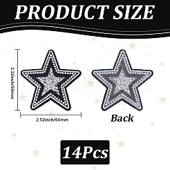 14Pcs Star Resin Rhinestone Cloth Iron On Sew On Patches&nbsp;DIY-CY0003-88
