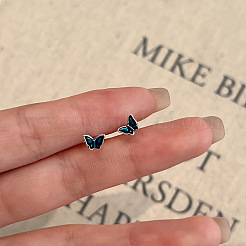 Butterfly 999 Fine Silver Enamel Stud Earrings&nbsp;FS-WG044EC-01