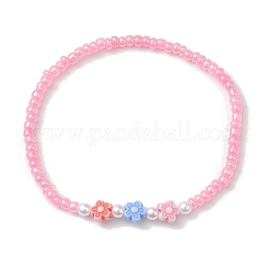 6Pcs 6 Colors Flower Acrylic Stretch Bracelets&nbsp;BJEW-JB10235-01