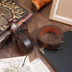 Men's Viking PU Leather Belt Chain with Belt Pouch Renaissance&nbsp;DIY-WH0504-46A