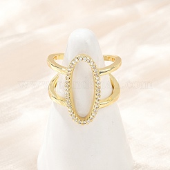 Brass Micro Pave Cubic Zirconia Cuff Rings for Women&nbsp;RJEW-F186-02G