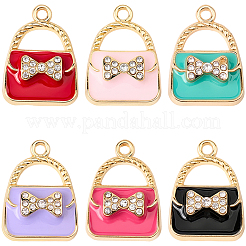 24Pcs 6 Colors Rack Plating Alloy Enamel Pendants&nbsp;ENAM-SC0007-18