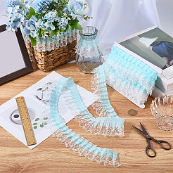 10 Yards Double Layer Polyester Organza Pleated Lace Trim Ribbons&nbsp;SRIB-GF0001-68
