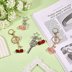 4Pcs 4 Styles Cherry Resin & Alloy Pendant Decorations&nbsp;HJEW-CA0001-73