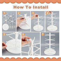 4 Tier Rotatable Plastic Earring Display Tree Stands&nbsp;ODIS-WH0038-41