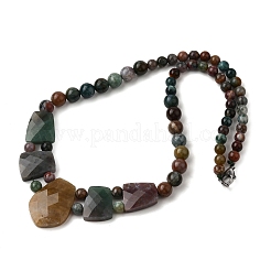 Natural Indian Agate Faceted Bib Graduated Beaded Necklaces for Women&nbsp;NJEW-B128-01E