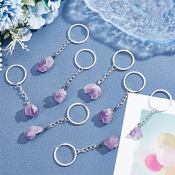 8Pcs Nuggets Natural Amethyst Pendant Keychain&nbsp;KEYC-PH01507