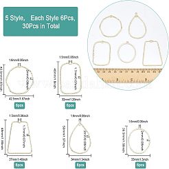 30Pcs 5 Styles Alloy Open Back Bezel Pendants&nbsp;FIND-CA0006-15