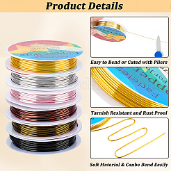 6 Rolls 6 Colors Round Copper Jewelry Wire&nbsp;CWIR-BBC0001-12