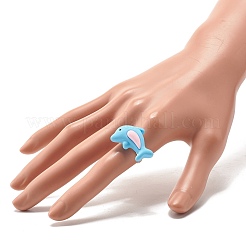 Resin 3D Dolphin Adjustable Rings&nbsp;RJEW-JR00428-02