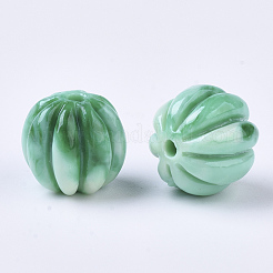 Synthetic Coral Corrugated Melon Beads&nbsp;CORA-R017-27-B02