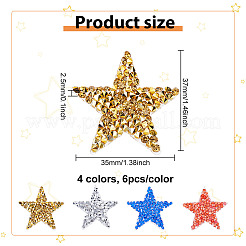 24Pcs 4 Colors Star Hotfix Rhinestone Iron on Patches&nbsp;DIY-FG0003-83