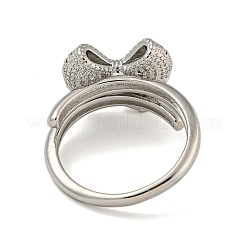 Bowknot Brass Micro Pave Clear Cubic Zirconia Double Rings&nbsp;RJEW-Z050-25P