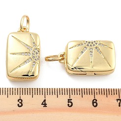 Brass Pave Clear Cubic Zirconia Pendants&nbsp;KK-U009-11B-G