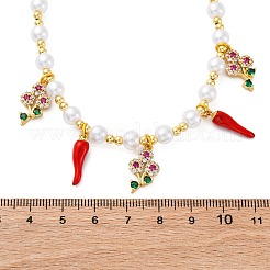 Brass Micro Pave Clear Cubic Zirconia Beaded Necklaces&nbsp;NJEW-Z059-06G-01