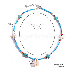 Summer Beach Natural Shell Pendant Glass Seed Beaded Necklaces for Women&nbsp;FS-WGEF253-01