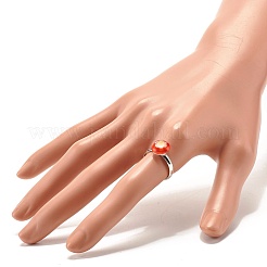 Flower Flat Round Millefiori Glass Adjustable Ring&nbsp;RJEW-JR00407