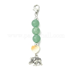 Alloy Elephant & Freshwater Shell Beads Pendant Decorations&nbsp;HJEW-JM02703