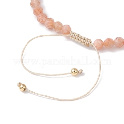Natural Sunstone Beaded Braided Bead Bracelets for Women&nbsp;BJEW-JB12211-01