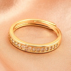 Brass Micro Pave Cubic Zirconia Adjustable Finger Rings for Women&nbsp;RJEW-Z113-24G