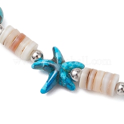 Sea Turtles and Starfish Natural Freshwater Shell Beads Bracelets&nbsp;BJEW-55.0-01
