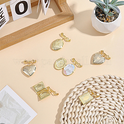 6Pcs 3 Styles Brass Brooches&nbsp;JEWB-ME00001