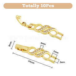 10Pcs 2 Colors Rack Plating Brass Micro Pave Clear Cubic Zirconia Watch Band Clasps&nbsp;ZIRC-DC0001-08