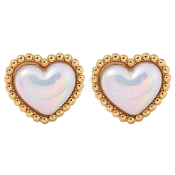 304 Stainless Steel Shell Heart Stud Earrings for Women&nbsp;EJEW-Z095-02G