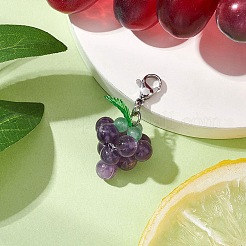 4Pcs 4 Styles Grape Natural Green Aventurine & Hemimorphite & Rose Quartz & Carnelian & Amethyst Pendant Decoration&nbsp;HJEW-TA00293
