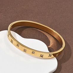 304 Stainless Steel Cubic Zirconia Himged Bangles for Women&nbsp;BJEW-F506-01G