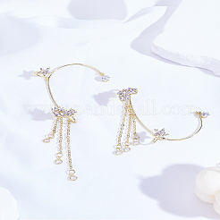 2Pcs 2 Colors Fashionable Tassel Brass Cuff Earrings&nbsp;EJEW-LP0012-13