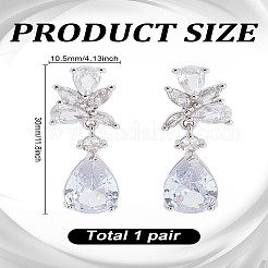 1 Pair Brass Clear Cubic Zirconia Teardrop Dangle Stud Earrings&nbsp;EJEW-LP0001-76