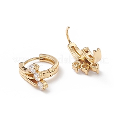 Cubic Zirconia Flower Hoop Earrings&nbsp;EJEW-B014-13G