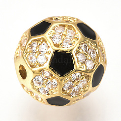 Brass Micro Pave Cubic Zirconia Beads&nbsp;ZIRC-Q013-10mm-136G