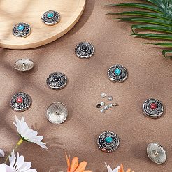 12Pcs 4 Colors 1-Hole Alloy & Cat eye Turquoise Decorative Rivets&nbsp;FIND-GF0004-52