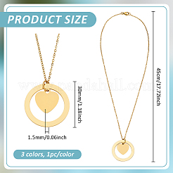 3Pcs 3 Colors 304 Stainless Steel Pendant Necklaces&nbsp;NJEW-BC0001-12
