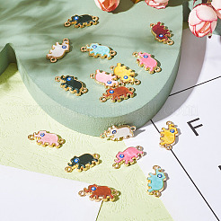 48Pcs 8 Colors Alloy Enamel Elephant Connector Charms&nbsp;ENAM-TA0001-80G
