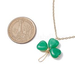 Natural Malaysia Jade Dyed Shamrock Pendant Necklace&nbsp;NJEW-JN05023-02