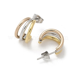304 Stainless Steel Triple C-Shaped Stud Earrings for Women&nbsp;EJEW-C096-68M-01