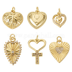 6Pcs 6 Styles Brass Pendants&nbsp;KK-TA0002-23