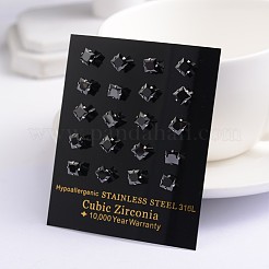 Square Cubic Zirconia Stud Earrings&nbsp;EJEW-H306-05-3mm