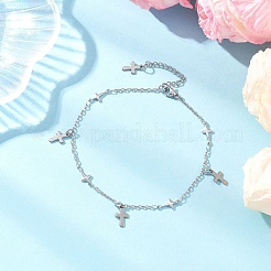 3Pcs 3 Styles 304 Stainless Steel Cross Link Chain Anklets&nbsp;AJEW-AN00739